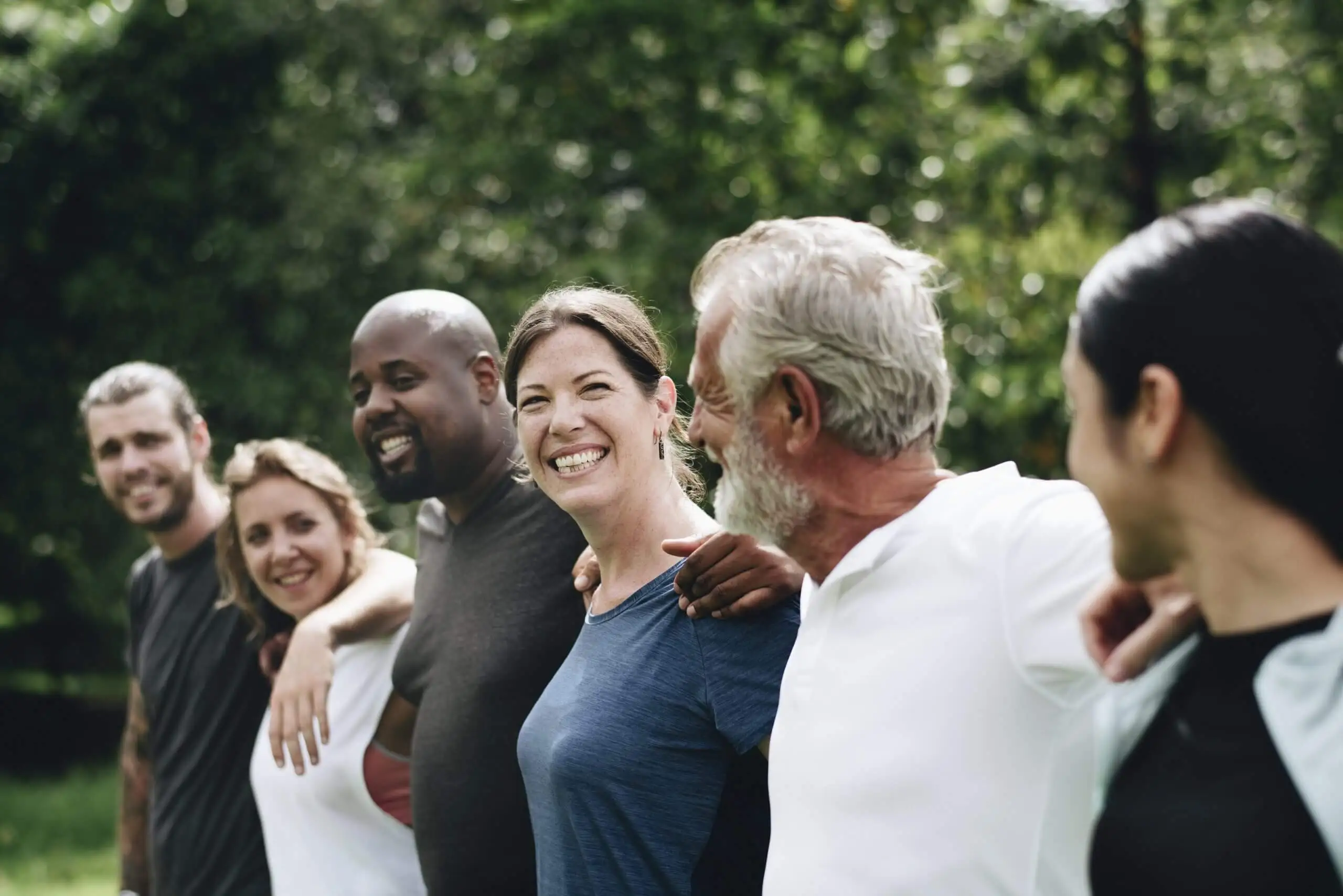 A group of people smiling