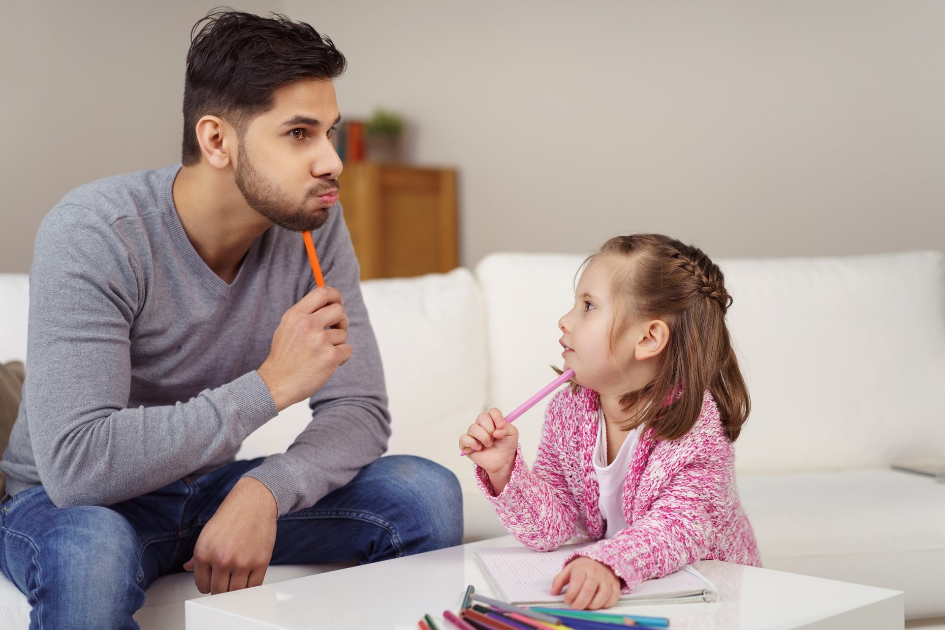 Daughter talking to her father about dementia