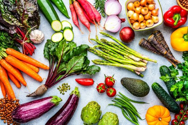 Fresh healthy organic vegetables background