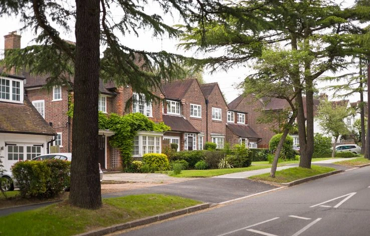 Suburban houses of a London street