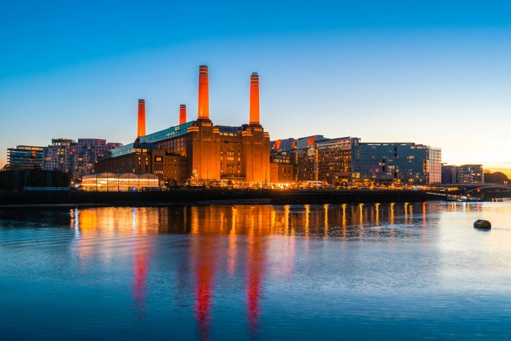 Industrial power station up lit at night