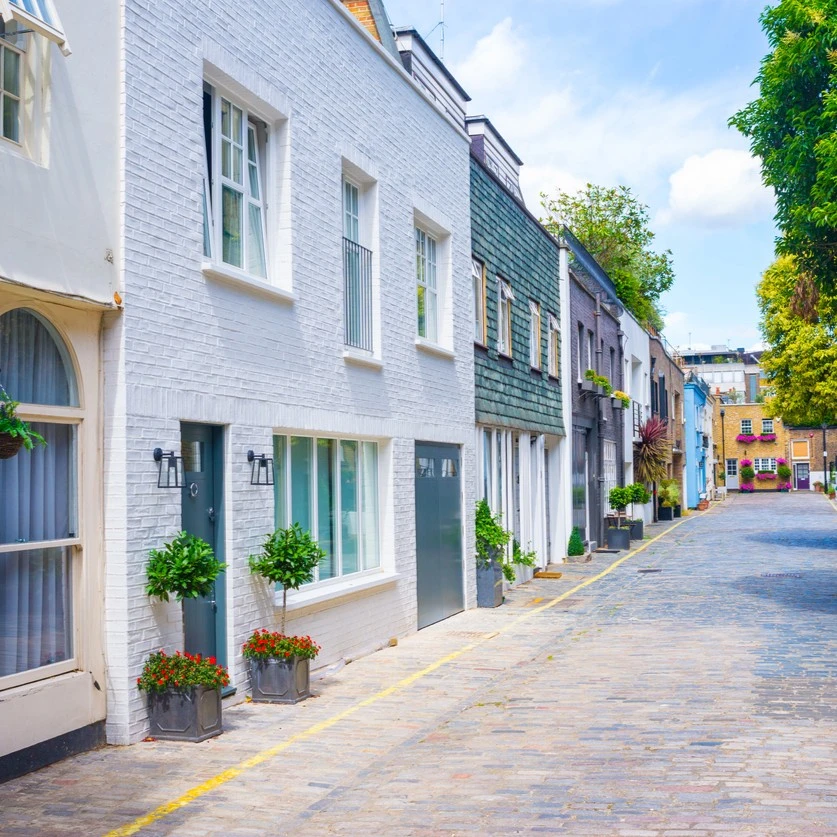 Colourful mews houses in London